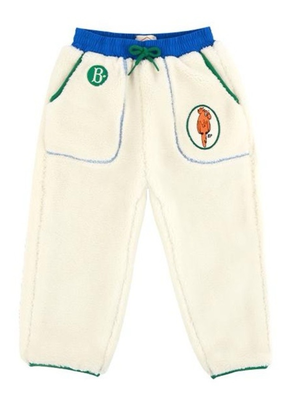 Bebedepino Kids Fleece Joggers with Blue Waistband and Green Trim